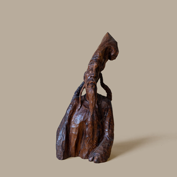 Handmade wooden statue of Du Fu