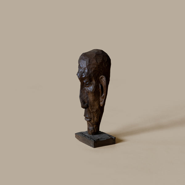 Zen human head wooden sculpture