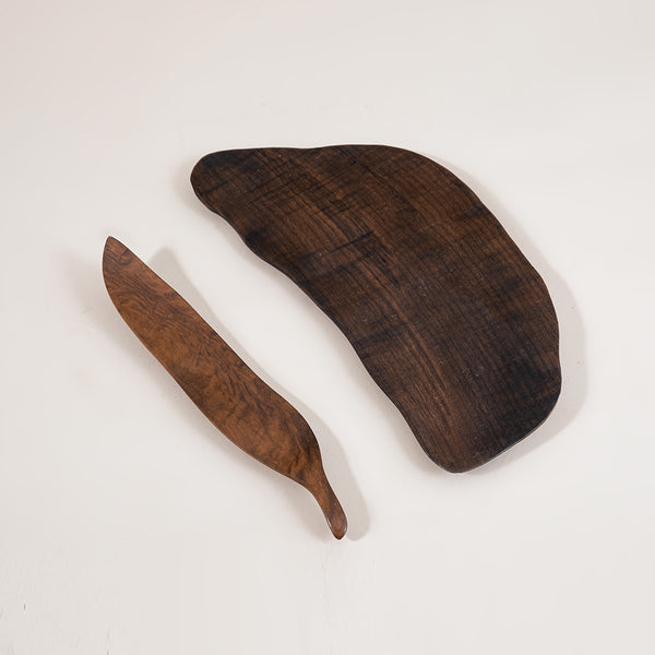 Hand-carved wood food tray